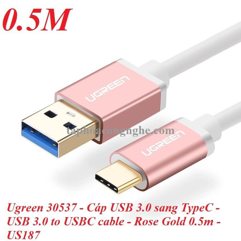 Ugreen 30537 0.5M màu Hồng Cáp USB TypeC sang USB 3.0 cao cấp US187 30030537